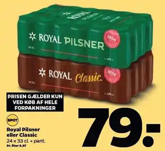 Netto Royal pilsner el. Classic tilbud