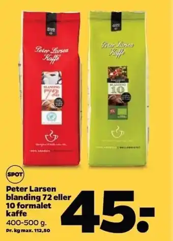 Netto Peter Larsen blanding 72 el. 10 formalet kaffe tilbud