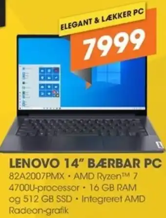 Expert Lenovo 14" Bærbar PC 82A2007PMX tilbud