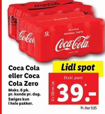 Lidl Coca Cola eller Coca Cola Zero tilbud