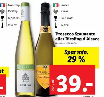 Lidl Prosecco Spumante eller Riesling d'Alsace tilbud