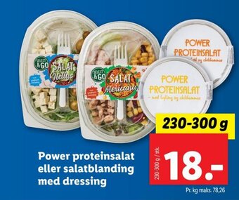 Lidl Power proteinsalat eller salatblanding med dressing tilbud