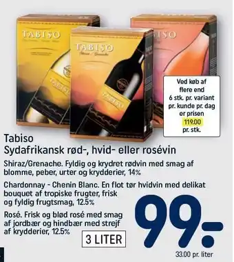 REMA 1000 Tabiso rød-, hvid- el. rosévin tilbud