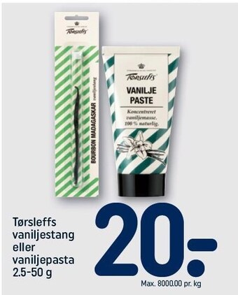 REMA 1000 Tørsleffs vaniljestang el. vaniljepasta tilbud