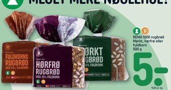 REMA 1000 Rema 1000 rugbrød Mørkt, hørfrø el. Fuldkorn tilbud