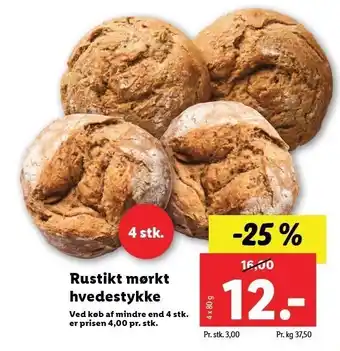 Lidl Rustikt mørkt hvedestykke 4 stk. tilbud