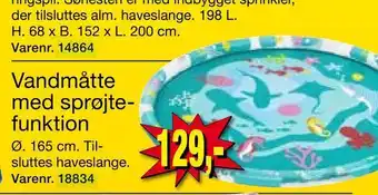 Vandmåtte med sprøjte funktion