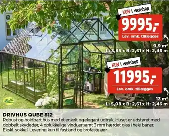 jem & fix Drivhus Qube 812 13 m² tilbud