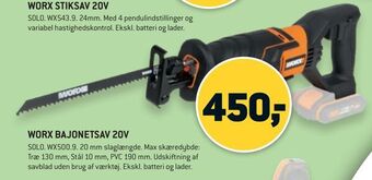 XL-BYG Worx bajonetsav 20v tilbud