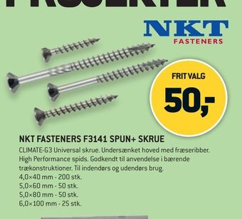 XL-BYG Nkt fasteners f3141 spun+ skrue tilbud