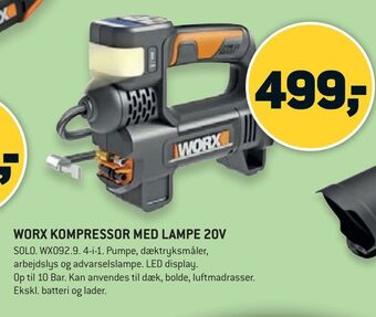 Worx kompressor med lampe 20v