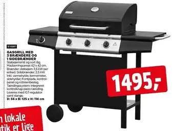 jem & fix Gasgrill m. 3 gasbrændere og 1 sidebrænder tilbud