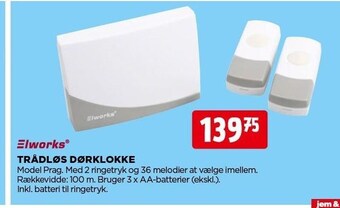jem & fix Trådløs dørklokke tilbud