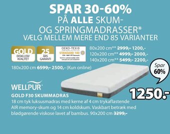 JYSK Gold F30 Skummadras tilbud