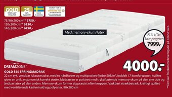 JYSK Gold S55 Springmadras tilbud