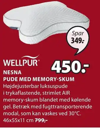 JYSK Nesna Pude Med Memory Skum tilbud