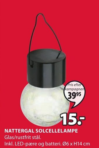 JYSK Nattergal Solcellelampe tilbud