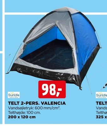 jem & fix Telt 2-pers. valencia tilbud