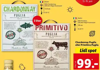 Lidl Chardonnay Puglia Eller Primitivo Puglia 3Liter tilbud