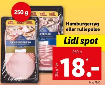 Lidl Hamburgerryg Eller Rullepølse 250g tilbud