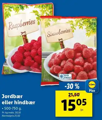 Lidl Jordbær Eller Hindær 500-750 g tilbud
