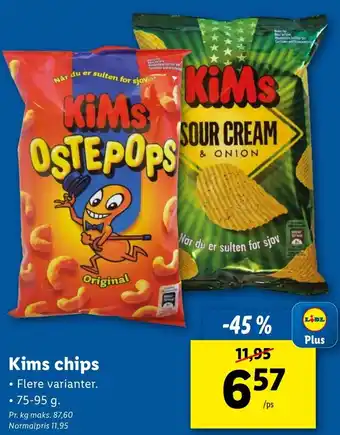 Lidl Kims Chips 75-95 g tilbud