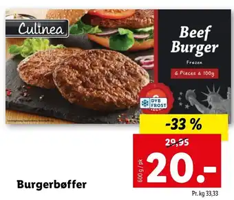 Lidl Burgerbøffer 600 g tilbud