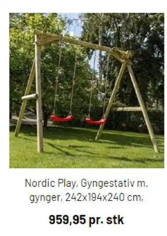 Silvan Nordic Play Gyngestativ m Gynger 242x194x240cm tilbud