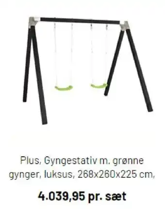 Plus gyngestativ m Grønne Gynger Lukses 268x260x225cm