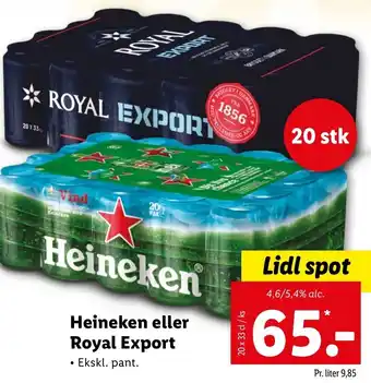 Lidl Heineken Eller Royal Export 20x33 cl tilbud