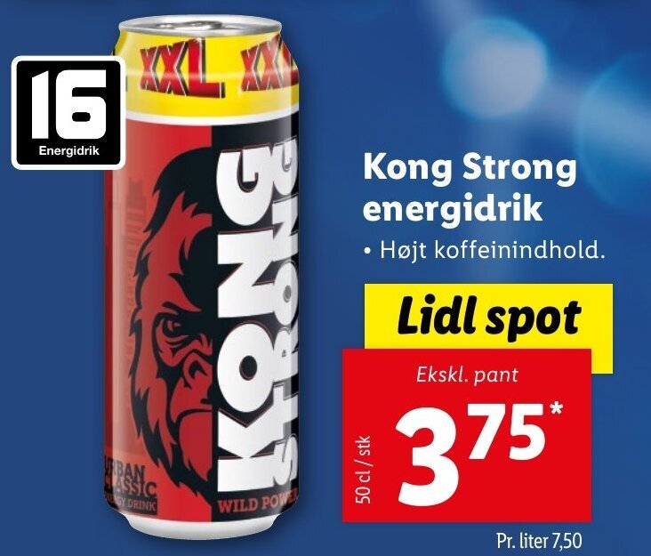 Kong Strong Energidrik 50 cl tilbud hos Lidl