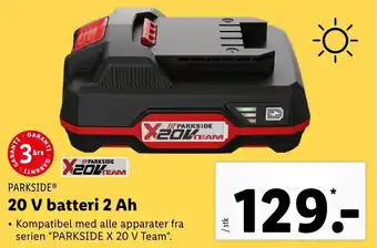 Lidl Parkside 20 V Batteri 2 Ah tilbud