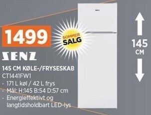 Power 145 cm køle-/fryseskab tilbud