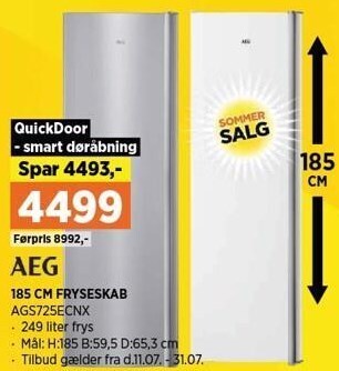 Power 185 cm fryseskab tilbud