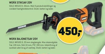 XL-BYG Worx Bajonetsav 20v tilbud