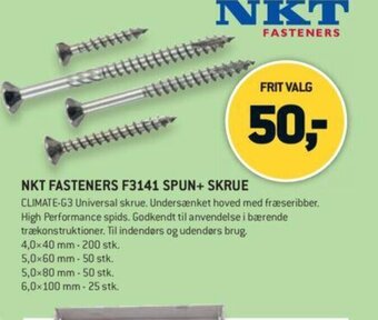 XL-BYG Nkt Fasteners F3141 Spun +Skrue tilbud