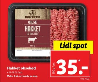 Lidl Butchers hakket oksekød tilbud