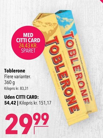 Citti Toblerone tilbud