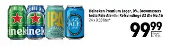 Citti Heineken Premium Lager, 0%, Brewmasters India Pale Ale eller Refsvindinge AZ Ale No.16 tilbud