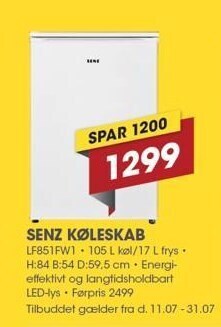 Punkt1 Senz køleskab tilbud