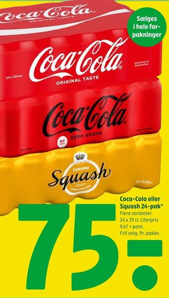 Coop 365 Coca-Cola eller Squash 24-pak tilbud