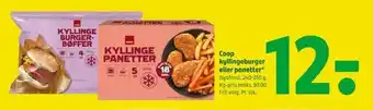 Coop 365 Coop kyllingeburger eller panetter tilbud