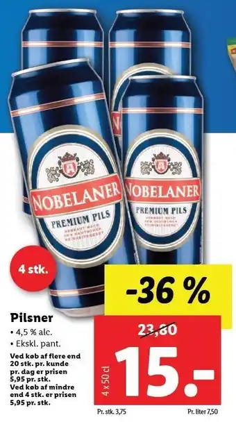 Lidl Pilsner Nobelaner tilbud