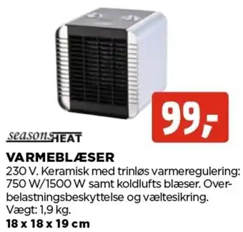 jem & fix Seasonheat Varmeblæser 18x18x19cm tilbud