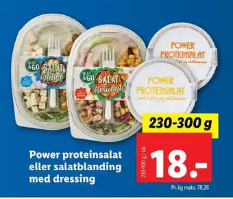 Lidl Power proteinsalat eller salatblanding med dressing tilbud