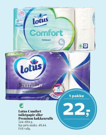 Dagli'Brugsen Lotus Comfort toiletpapir eller Premium køkkenrulle tilbud