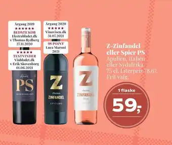 Dagli'Brugsen Z-Zinfandel eller Spier PS tilbud