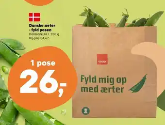 Kvickly Danske ærter - fyld posen tilbud