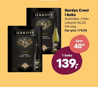 Kvickly Hardys Crest i boks tilbud