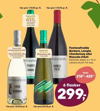 Kvickly Fontanafredda Barbera, Langhe Chardonnay eller Moscato d'Asti tilbud